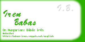 iren babas business card